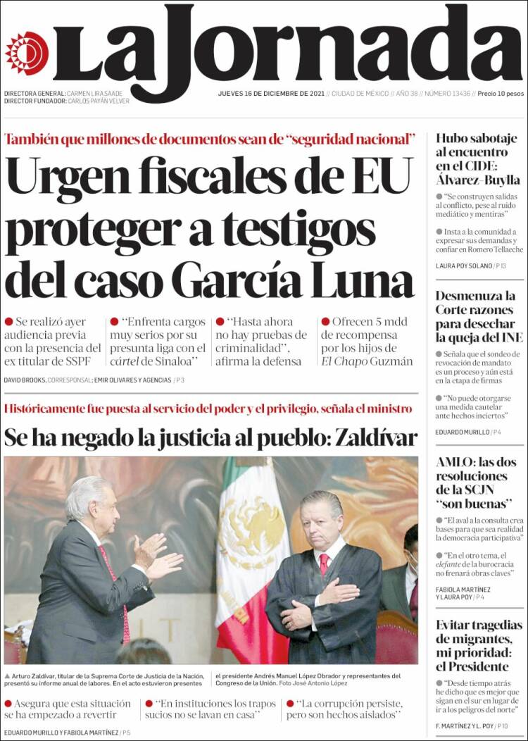 Portada de La Jornada (M&eacute;xico)