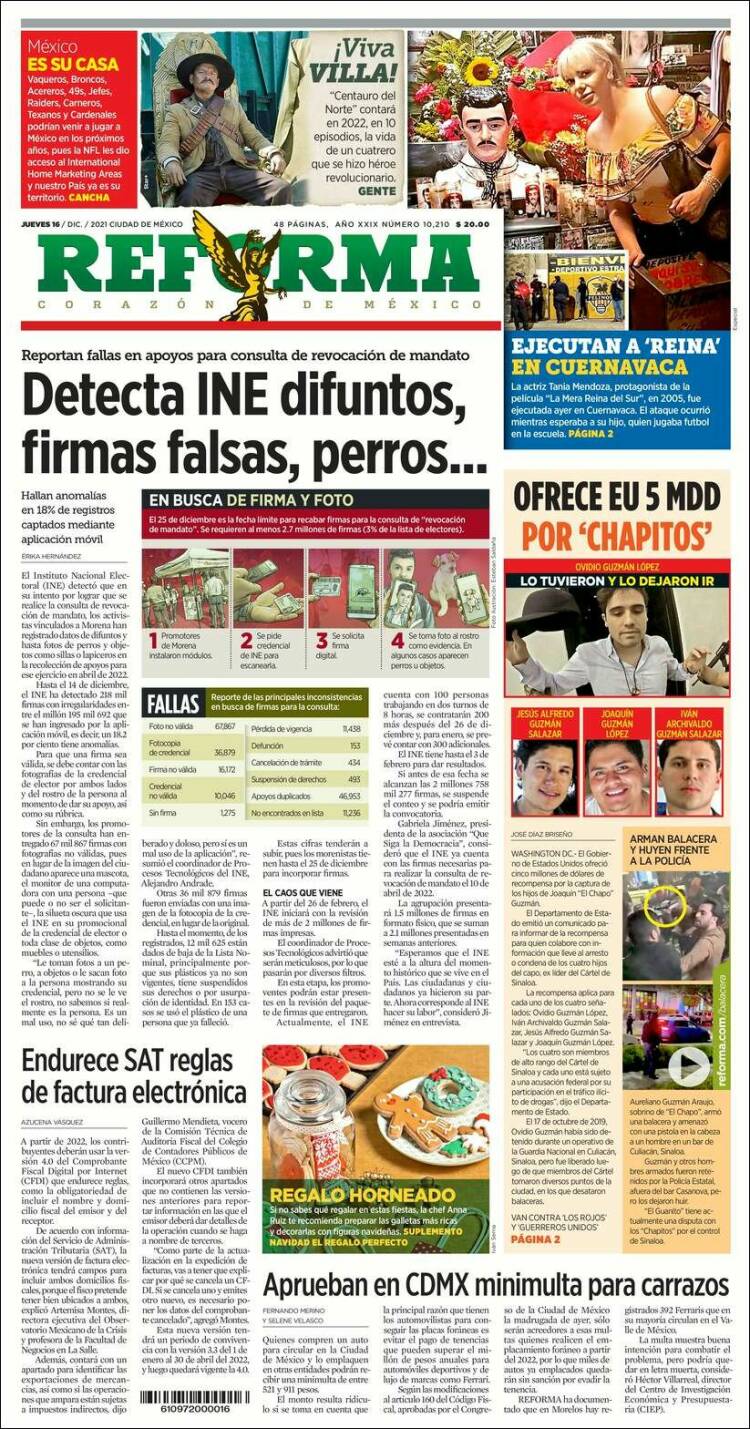 Portada de Reforma (M&eacute;xico)