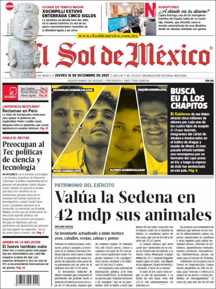 Portada de El Sol de México (M&eacute;xico)