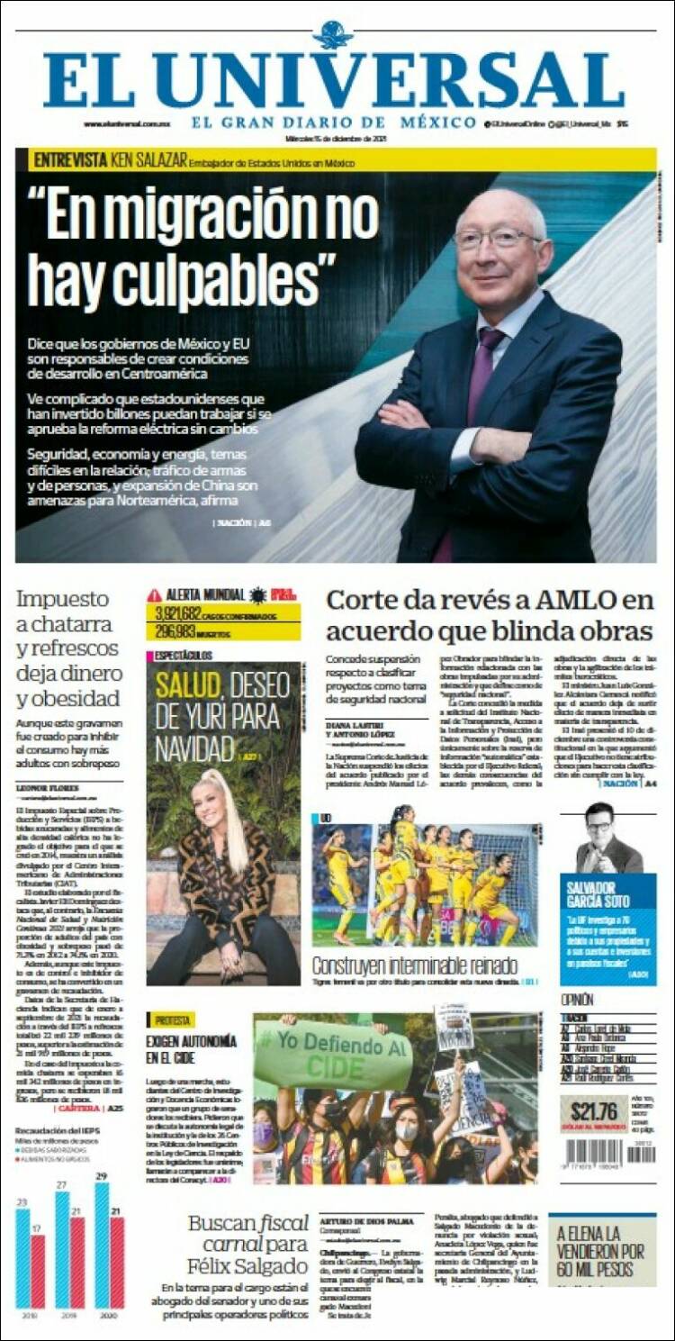 Portada de El Universal (M&eacute;xico)
