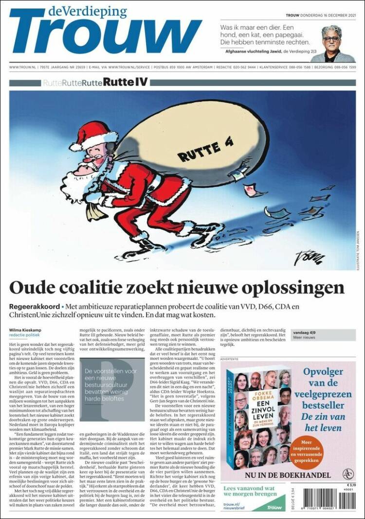 Portada de Trouw (Pa&iacute;ses Bajos)