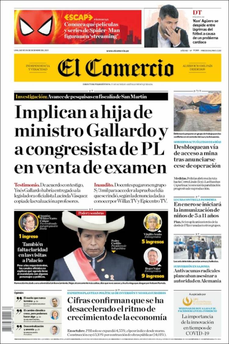 Portada de El Comercio (Perú)