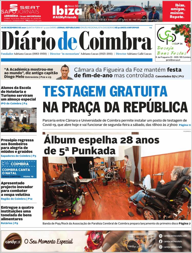 Portada de Diário de Coimbra (Portugal)