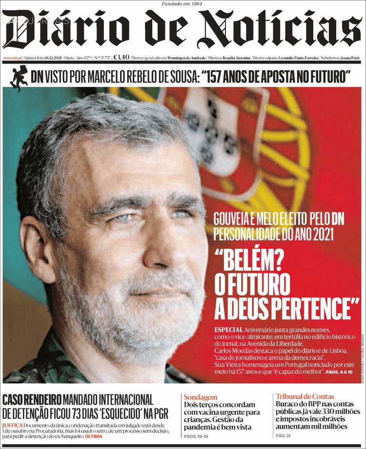 Portada de Diário de Noticias (Portugal)