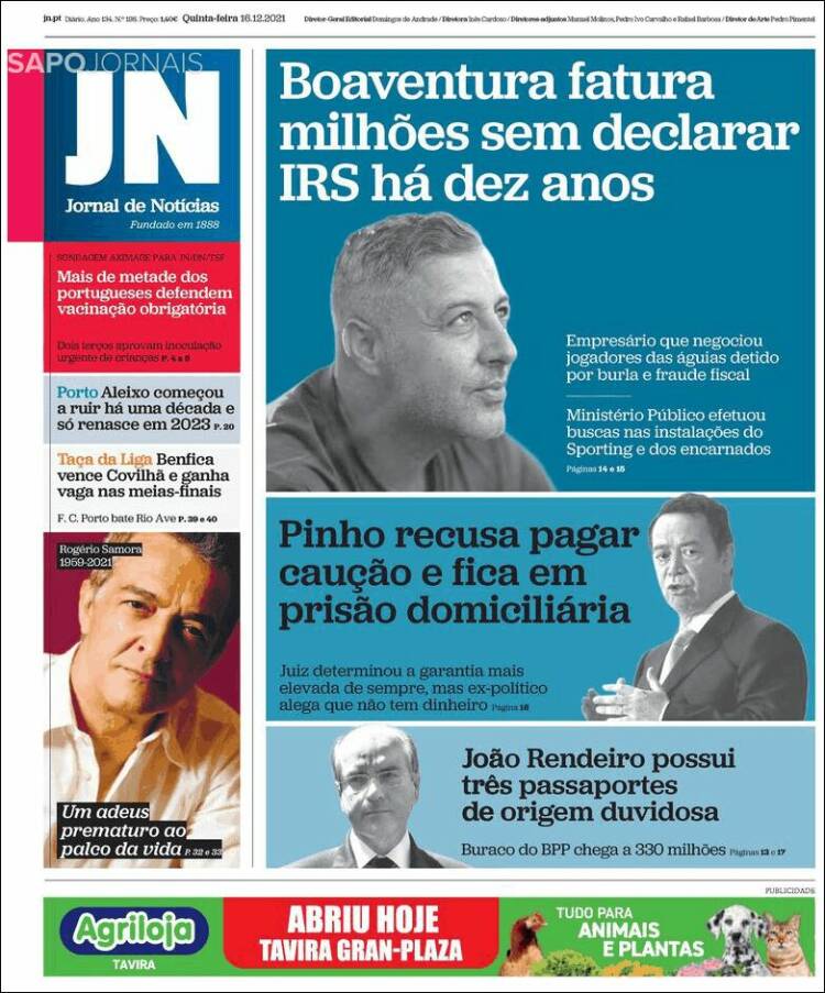 Portada de Jornal de Notícias (Portugal)