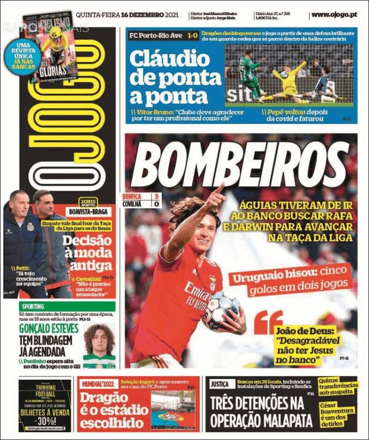 Portada de O Jogo (Portugal)