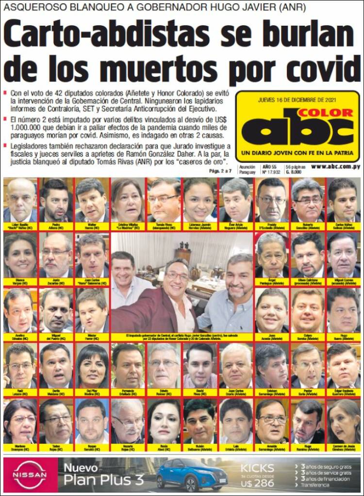 Portada de ABC Color (Paraguay)
