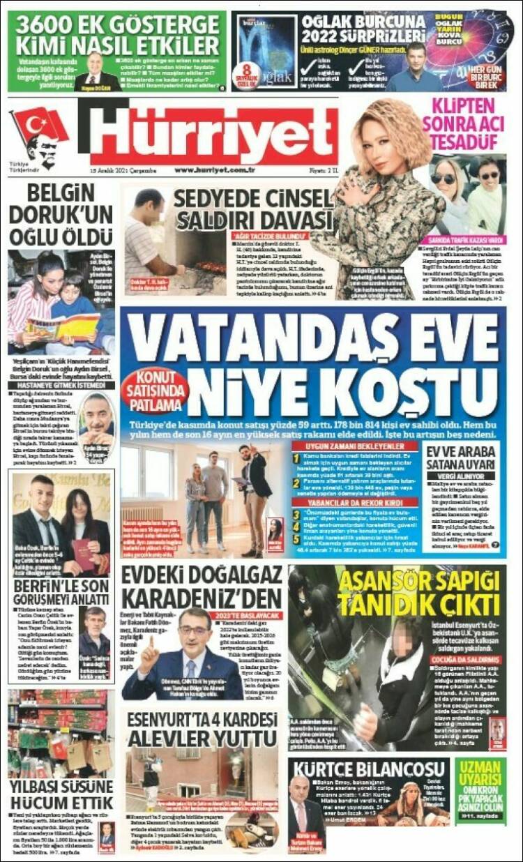 Portada de Hürriyet (Turqu&iacute;a)