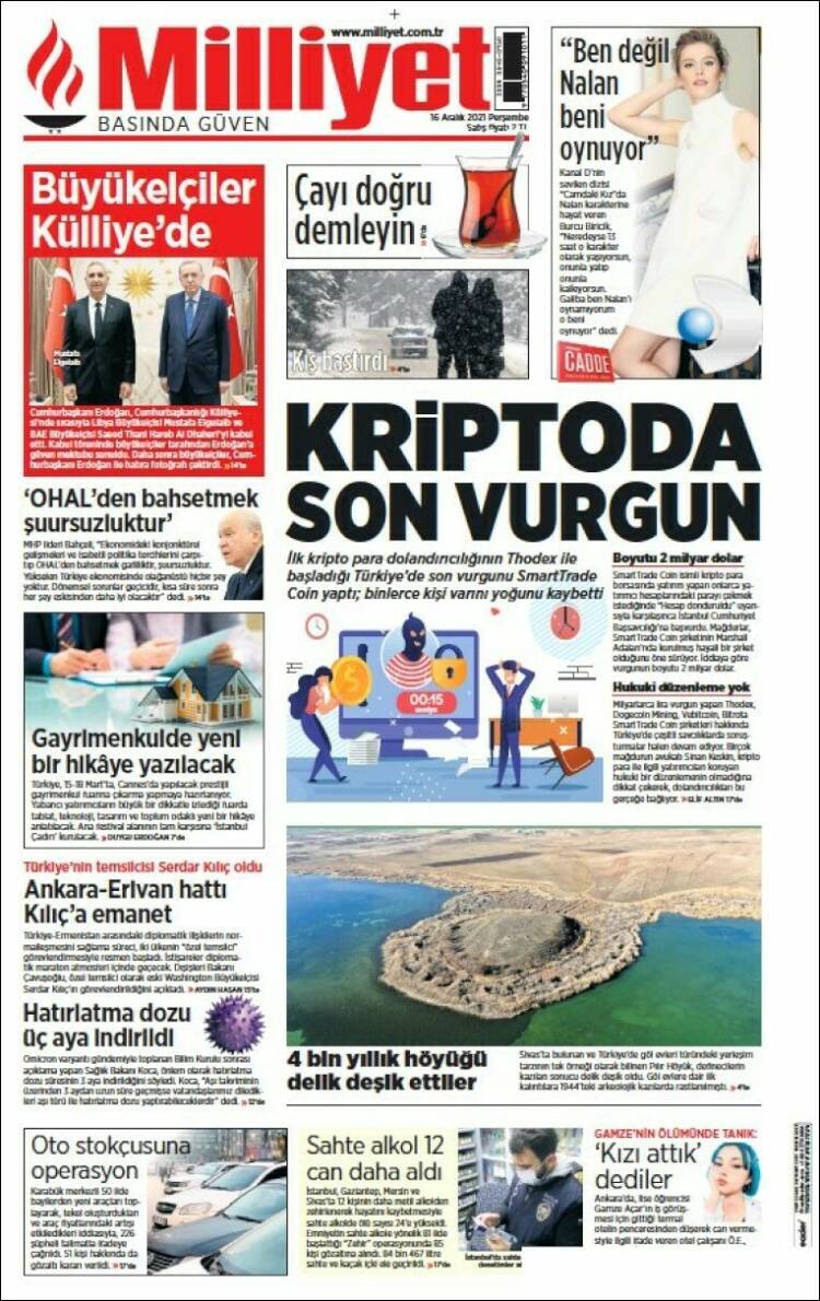 Portada de Milliyet (Turqu&iacute;a)