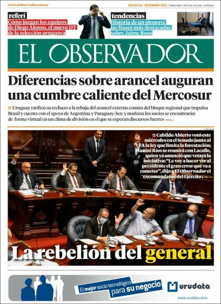 Portada de El Observador (Uruguay)