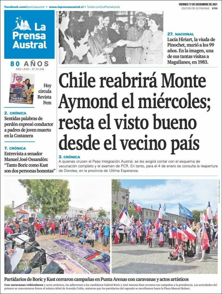 Portada de El Magallanes (Chile)