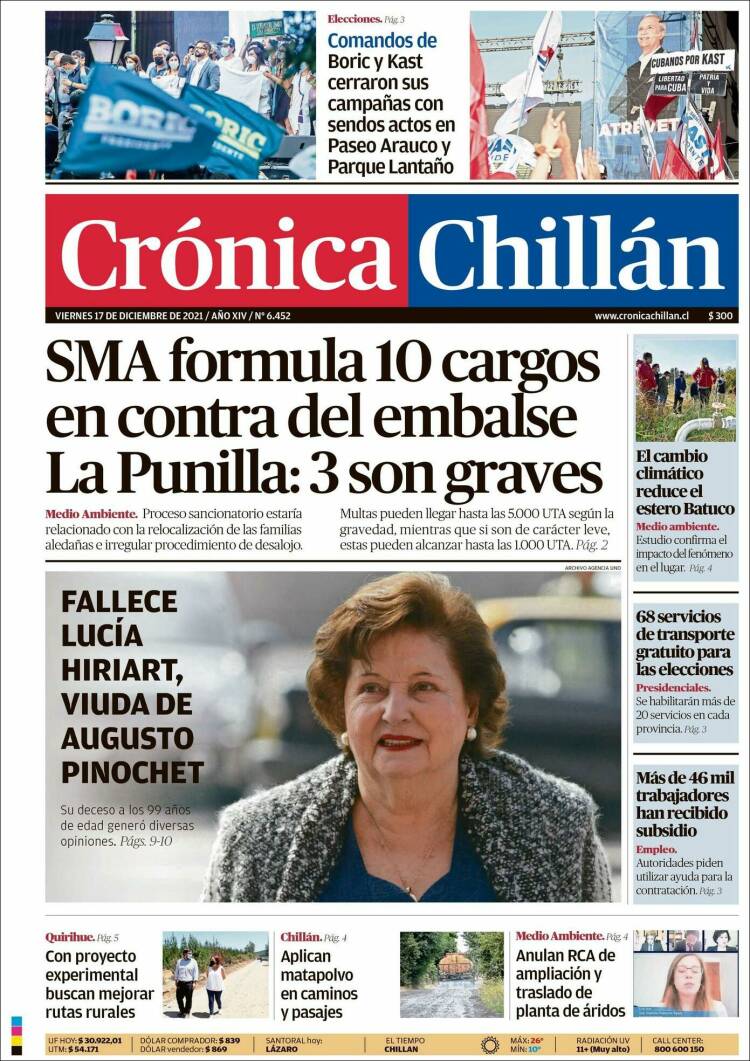Portada de Crónica Chillán (Chile)