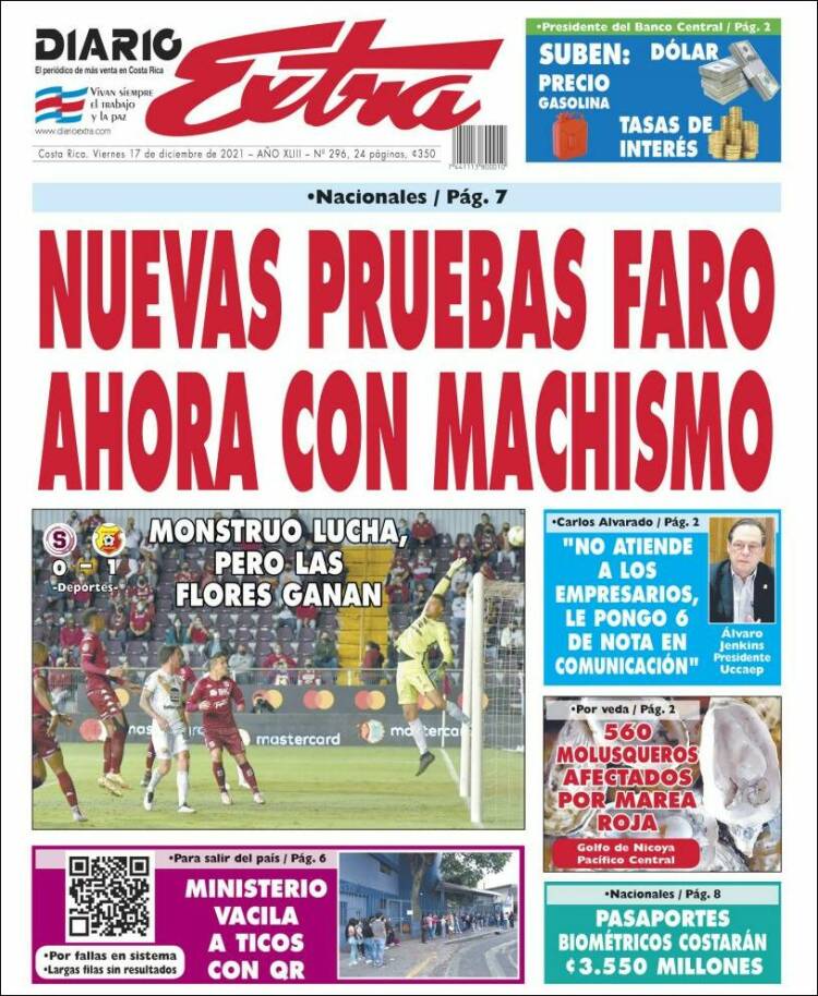 Portada de Diario Extra (Costa Rica)