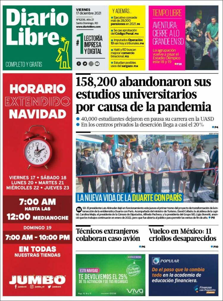 Portada de Diario Libre (R. Dominicana)