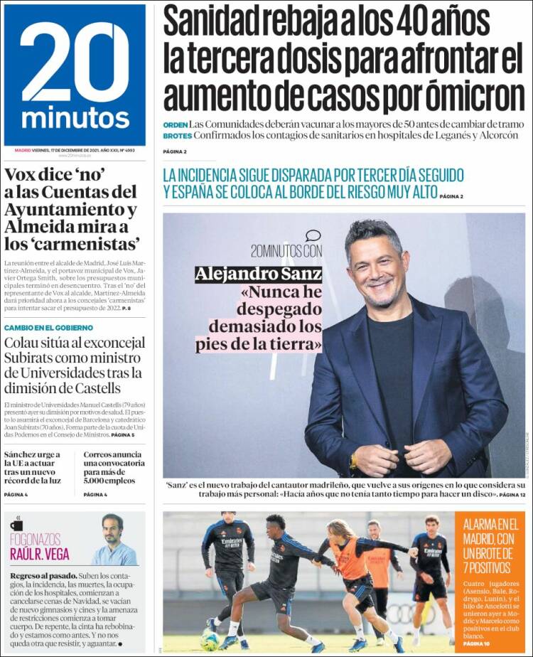 Portada de 20 Minutos - Madrid (Espa&ntilde;a)