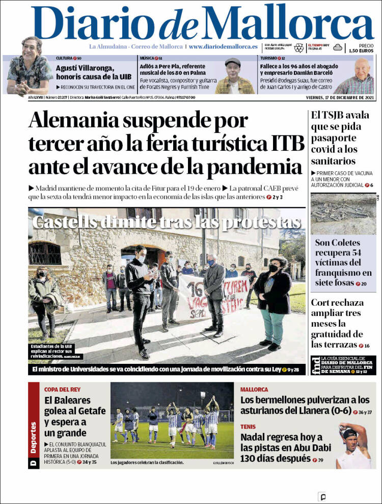 Portada de Diario de Mallorca (Espa&ntilde;a)