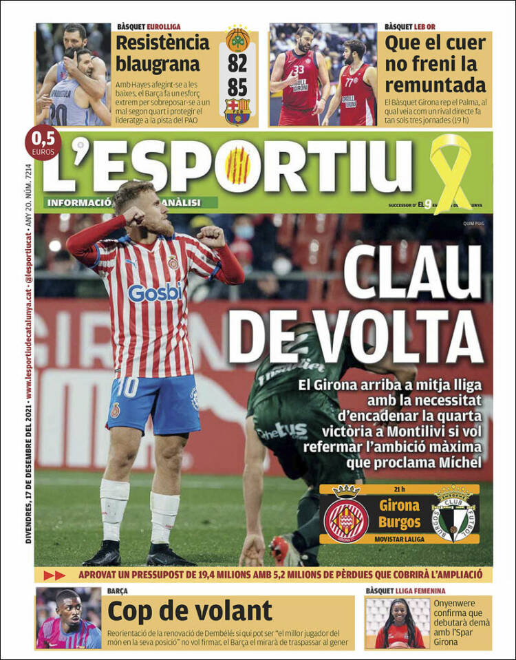 Portada de L'Esportiu : Girona (Espa&ntilde;a)
