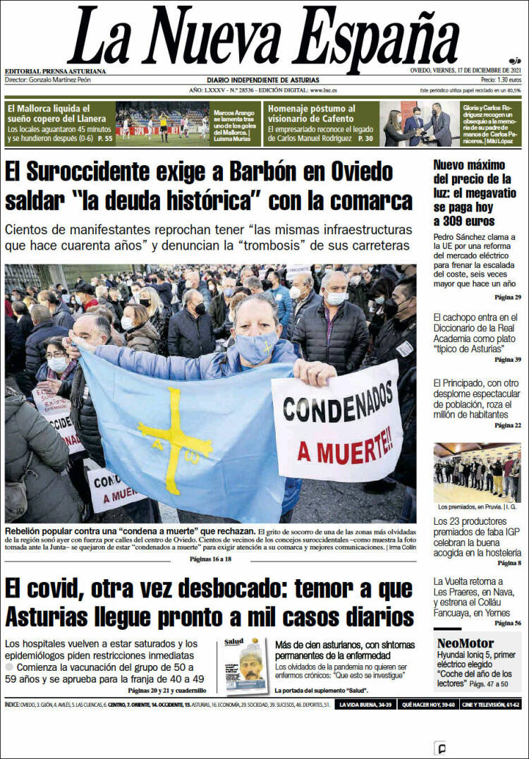 Portada de La Nueva España (Espa&ntilde;a)