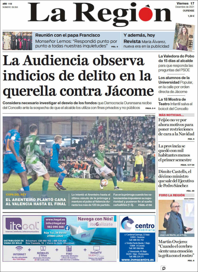 Portada de La Región de Ourense (Espa&ntilde;a)