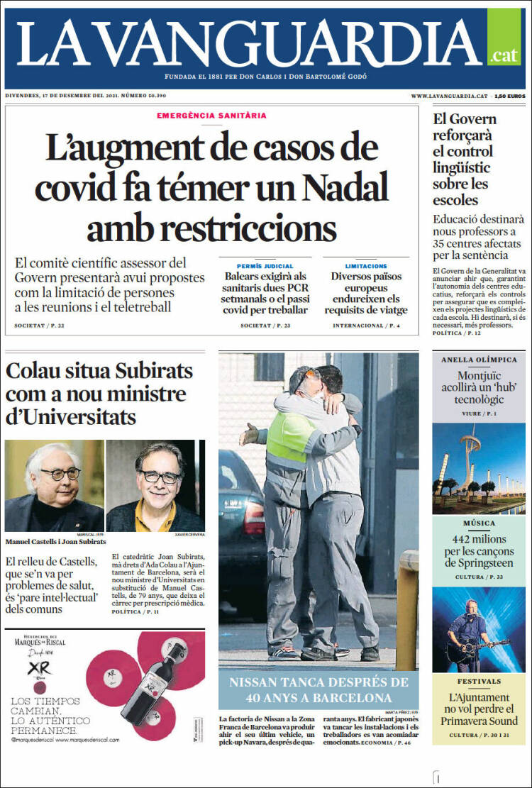 Portada de La Vanguardia (Espa&ntilde;a)
