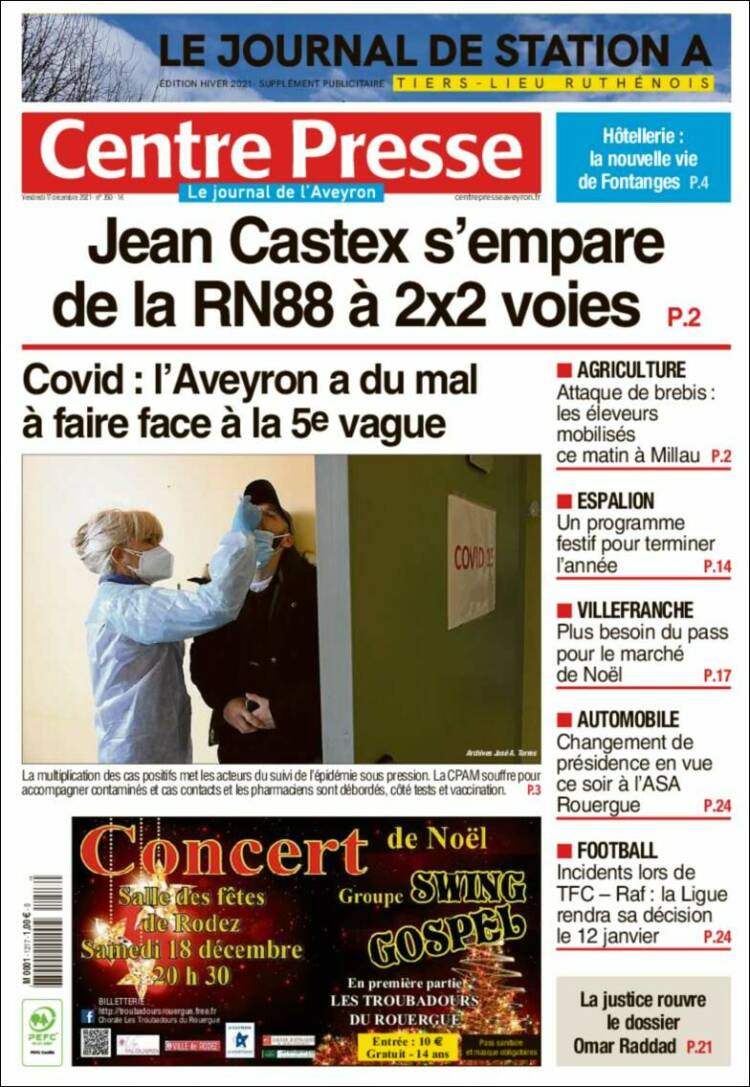 Portada de Centre Presse (Francia)