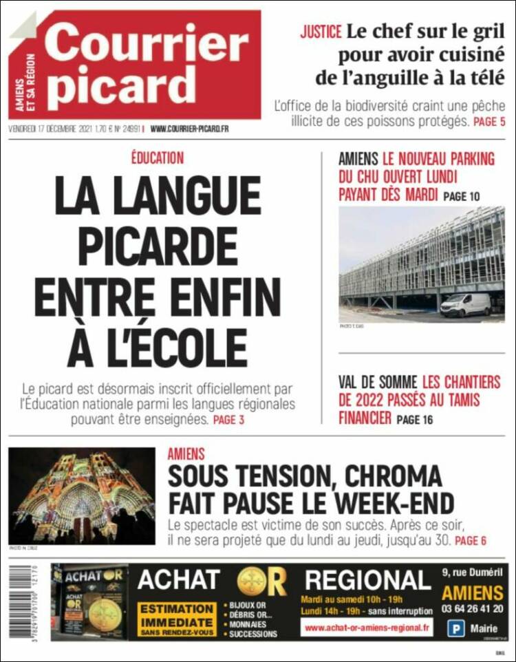 Portada de Courrier Picard (Francia)