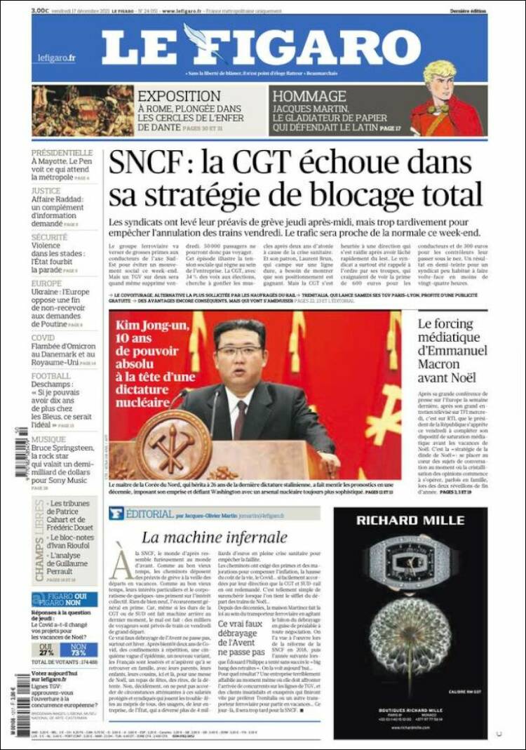 Portada de Le Figaro (Francia)