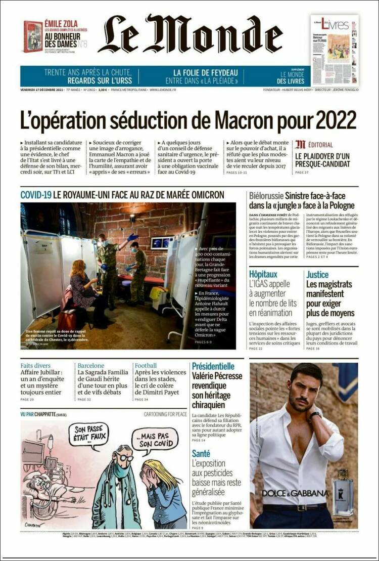Portada de Le Monde (Francia)