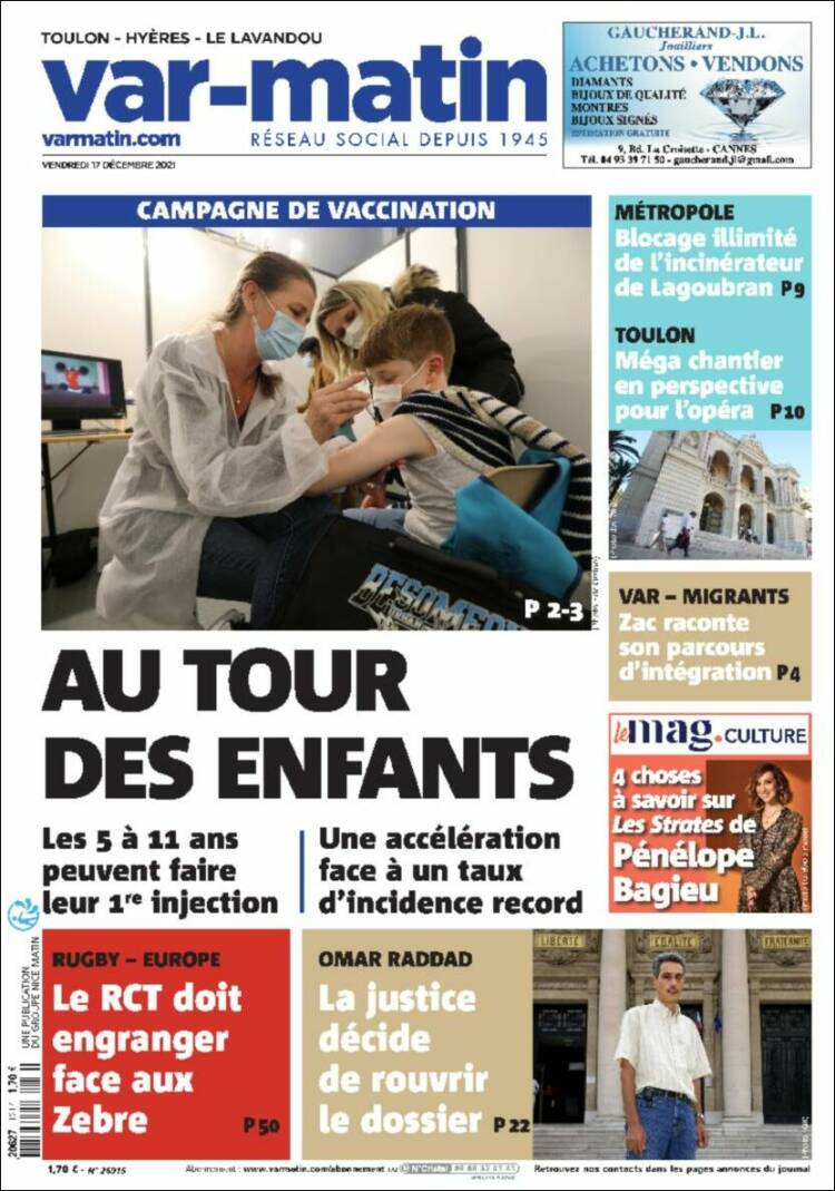 Portada de Nice-Matin (Francia)