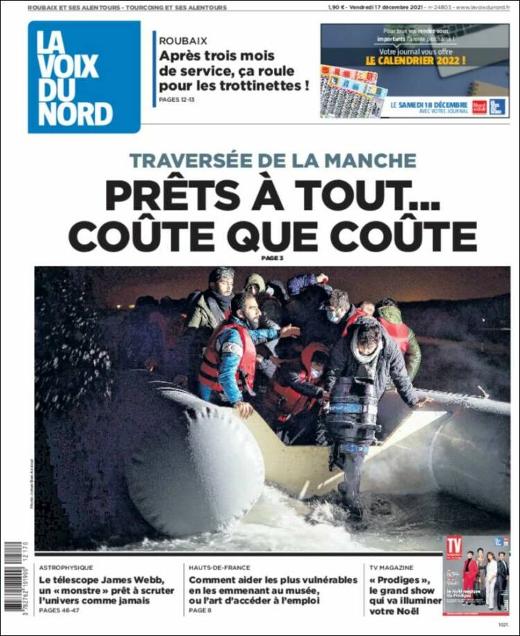 Portada de La Voix du Nord (Francia)