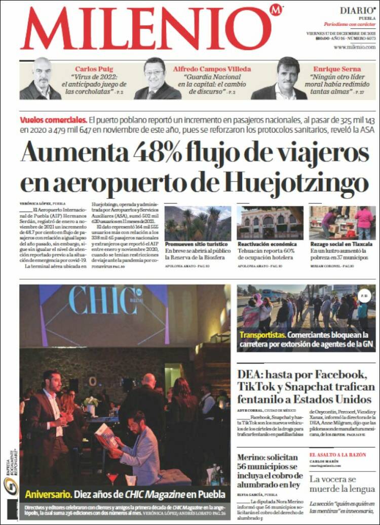 Portada de Milenio de Puebla (M&eacute;xico)