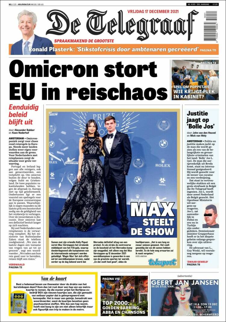 Portada de De Telegraaf (Pa&iacute;ses Bajos)