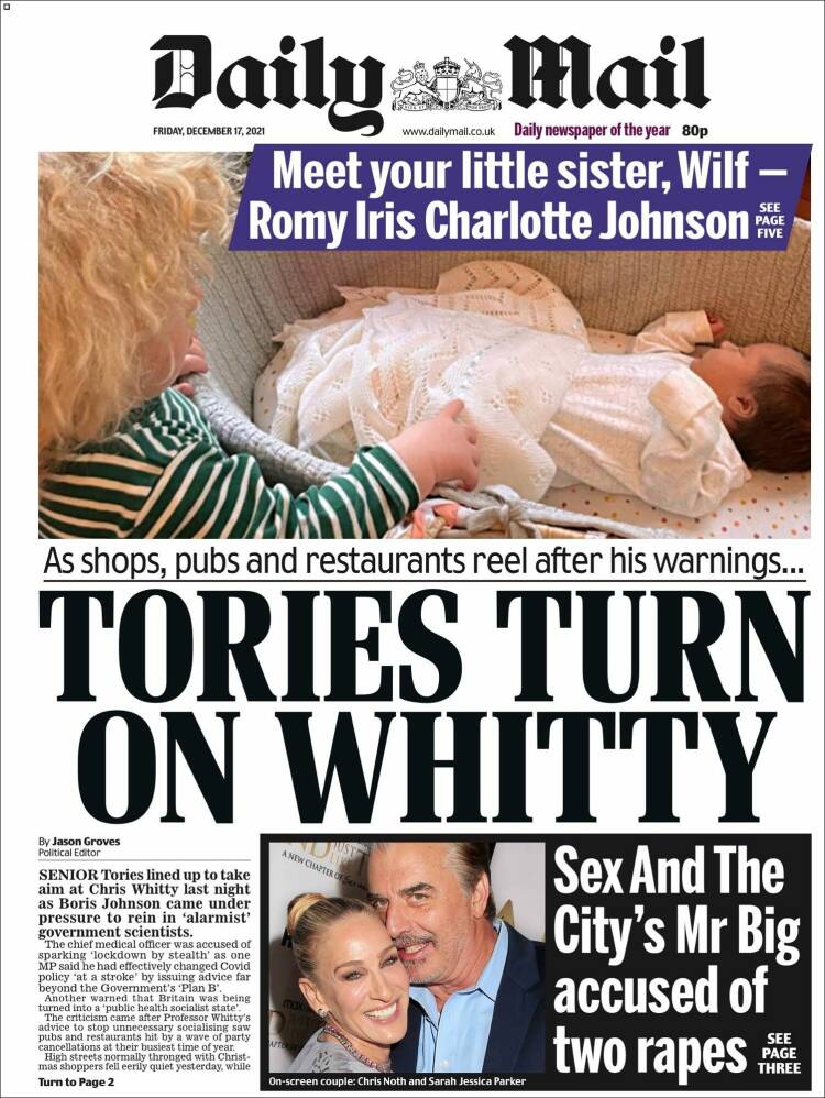 Portada de Daily Mail (Reino Unido)