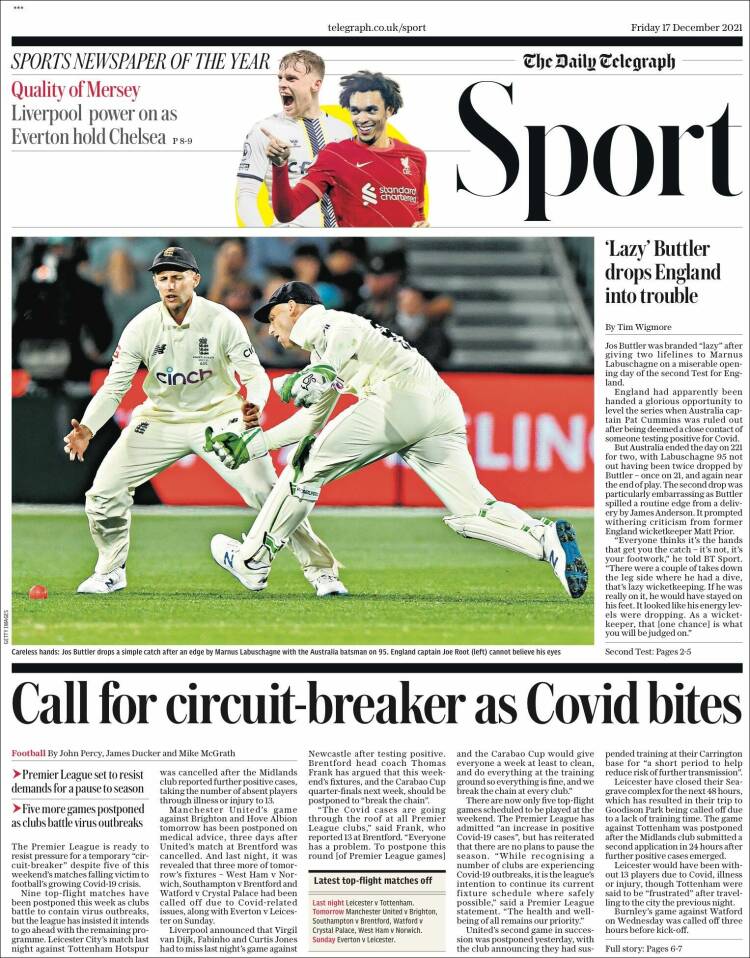 Portada de Daily Telegraph (Reino Unido)