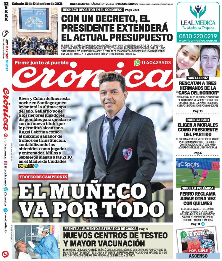 Portada de Crónica (Argentina)