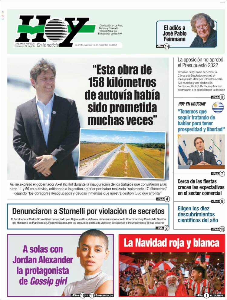 Portada de Diario Hoy (Argentina)