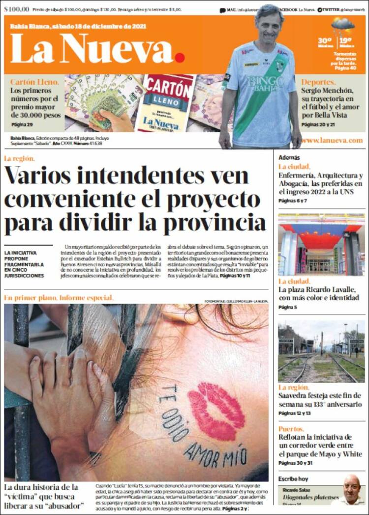 Portada de La Nueva Provincia (Argentina)
