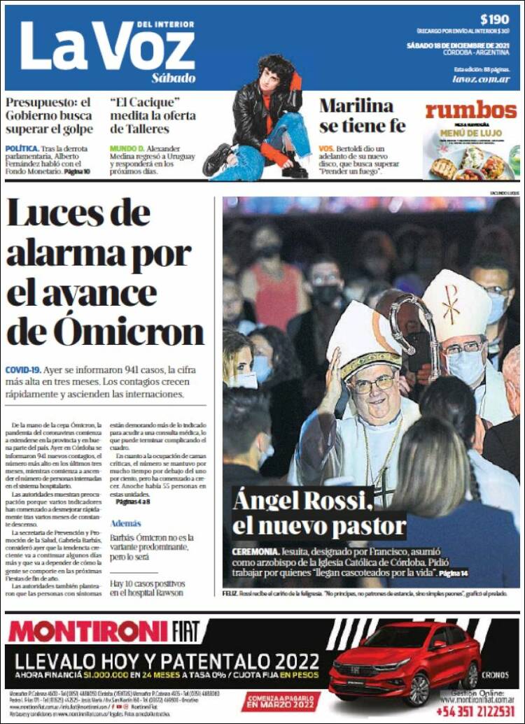 Portada de La Voz del Interior (Argentina)
