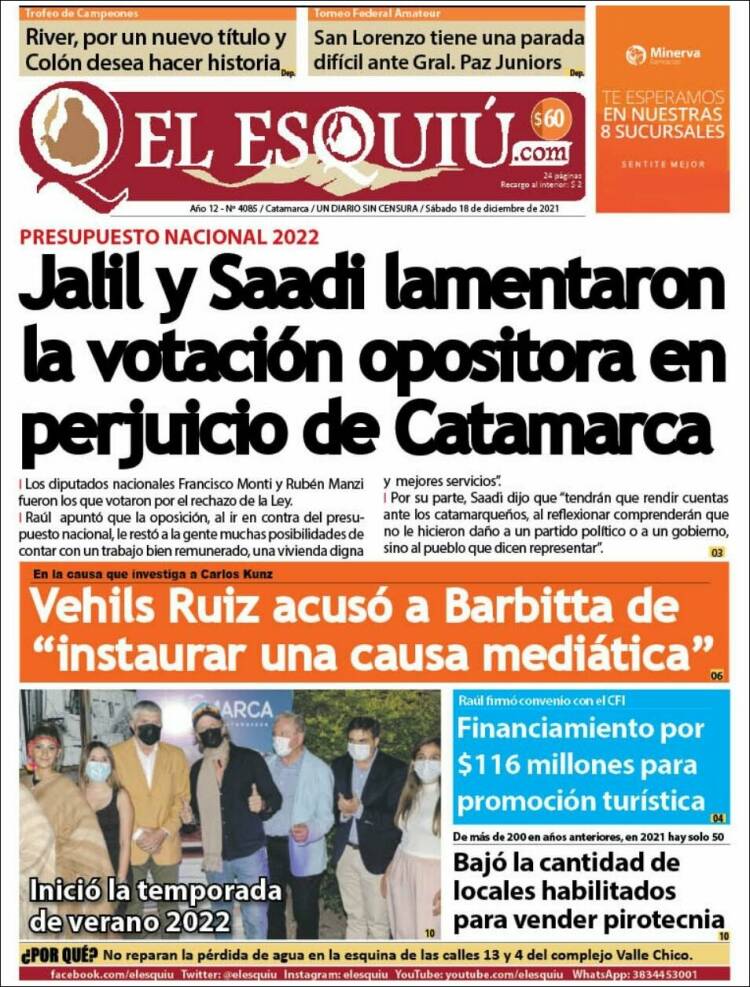 Portada de El Esquiu (Argentina)