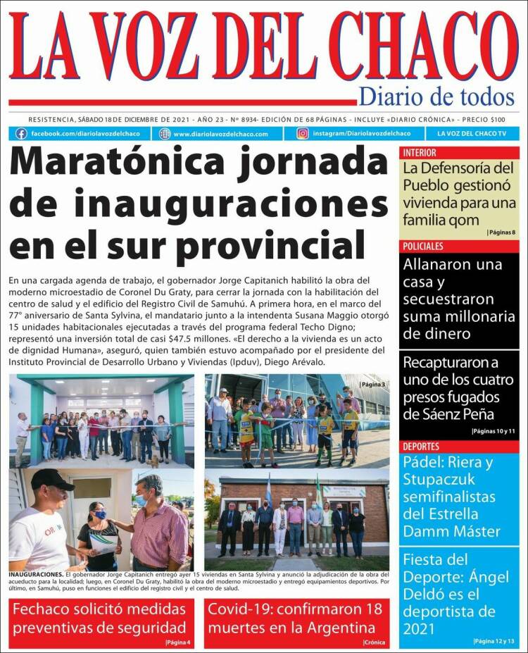 Portada de La Voz del Chaco (Argentina)