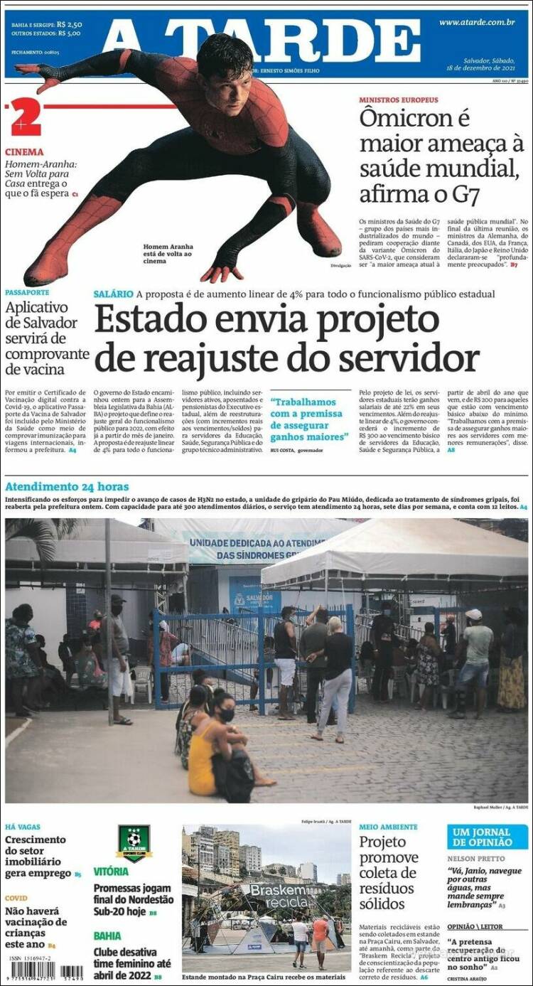 Portada de Diário A Tarde (Brasil)