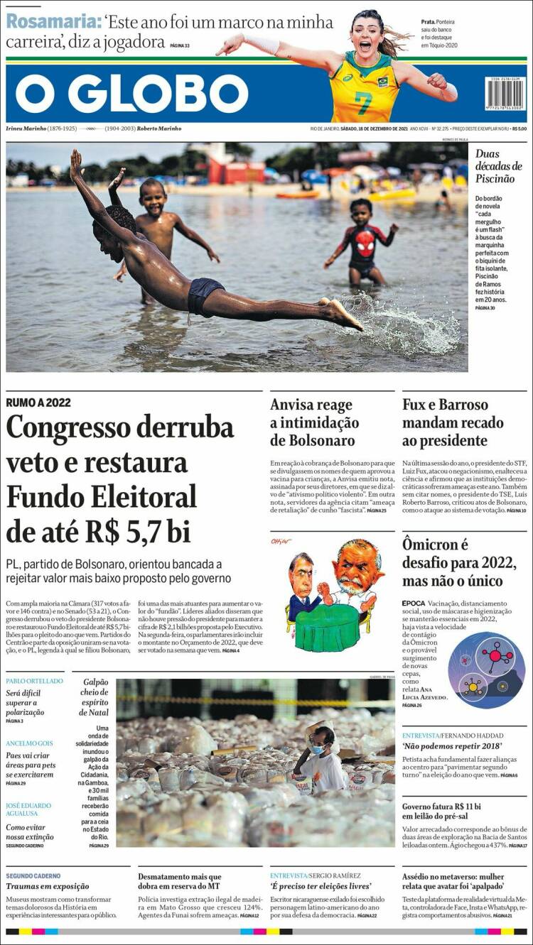 Portada de O Globo (Brasil)