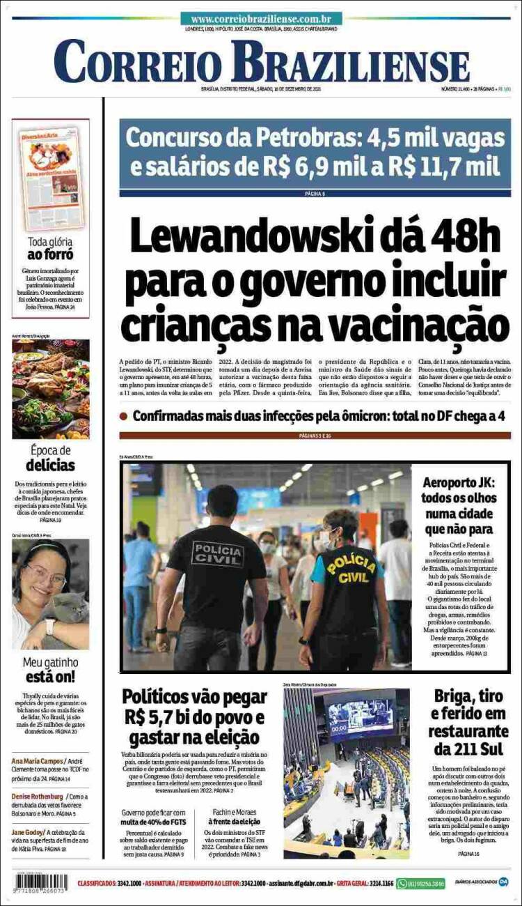 Portada de Correio Braziliense (Brasil)