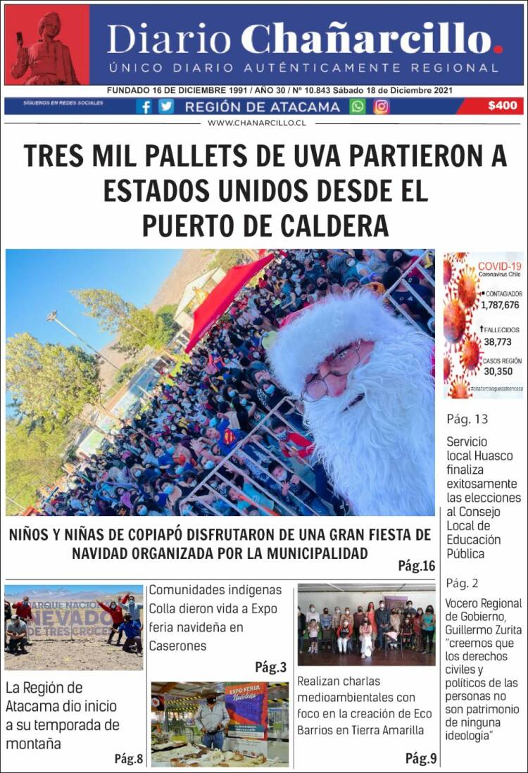 Portada de Diario Chañarcillo (Chile)