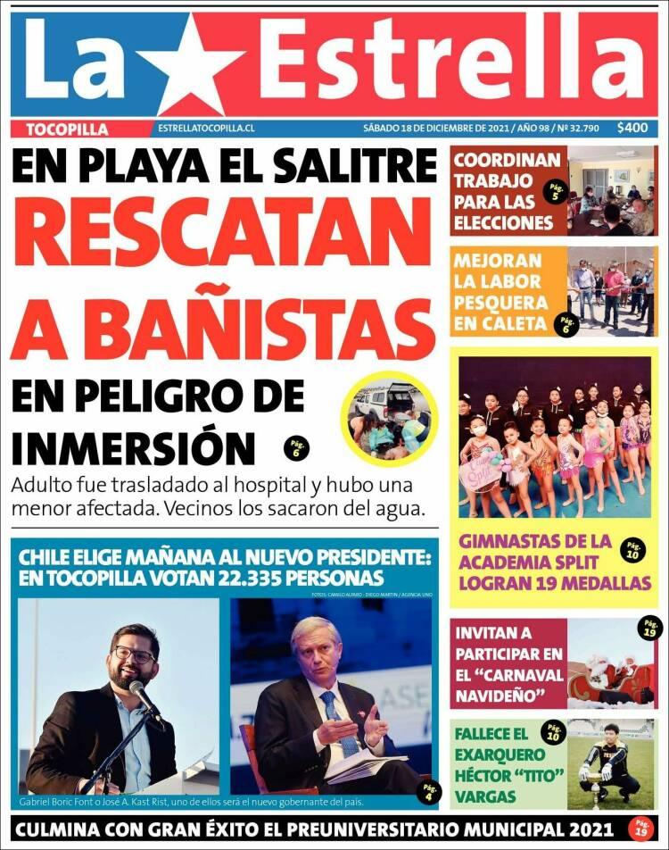 Portada de La Estrella de Tocopilla (Chile)