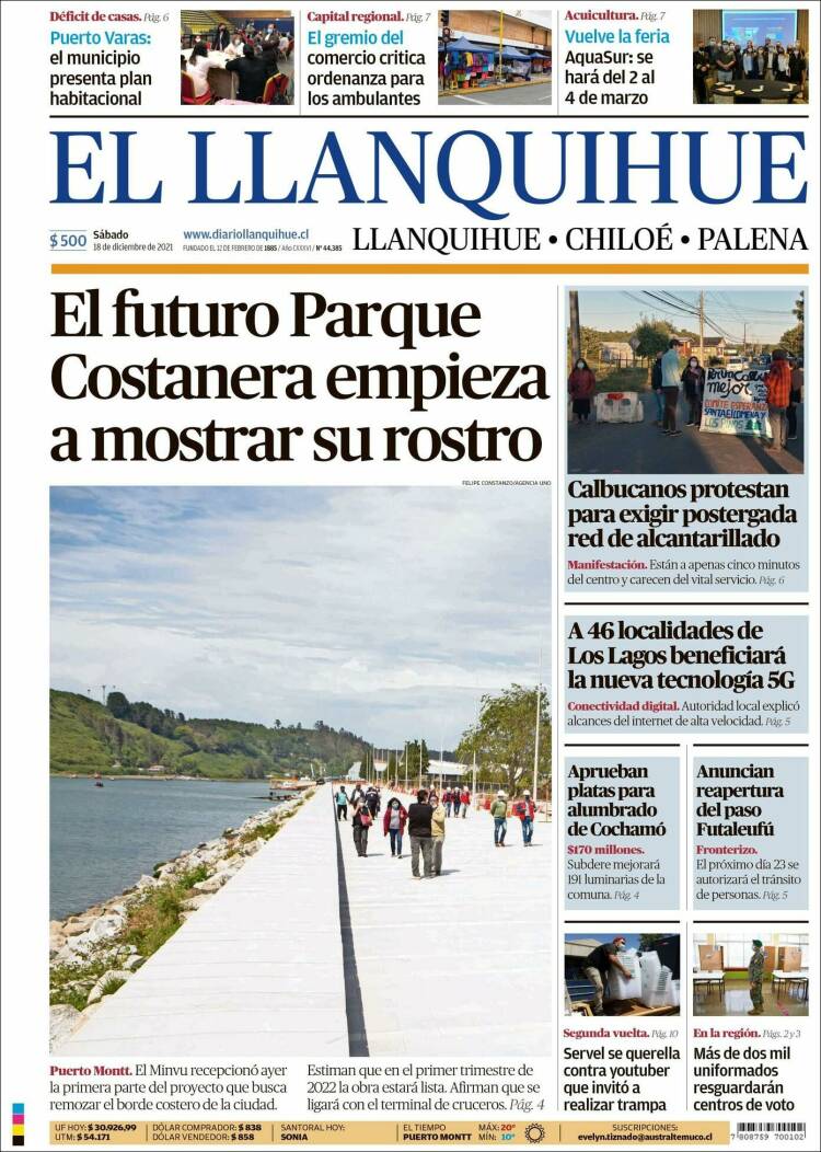 Portada de El Llanquihue (Chile)
