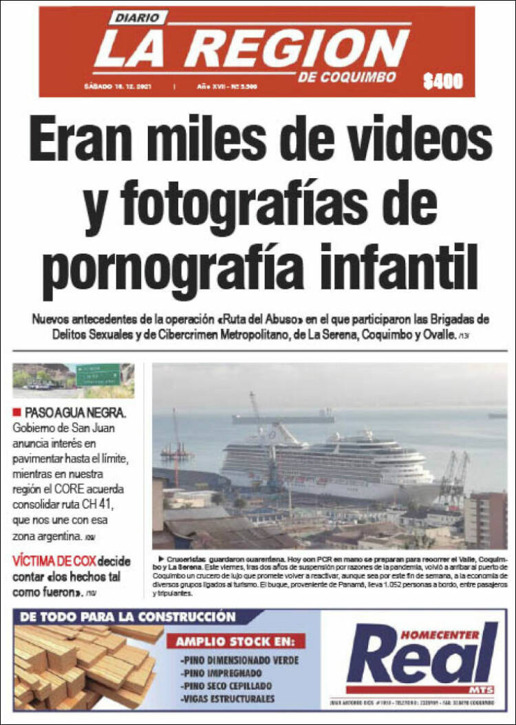 Portada de Diario La Región de Coquimbo (Chile)