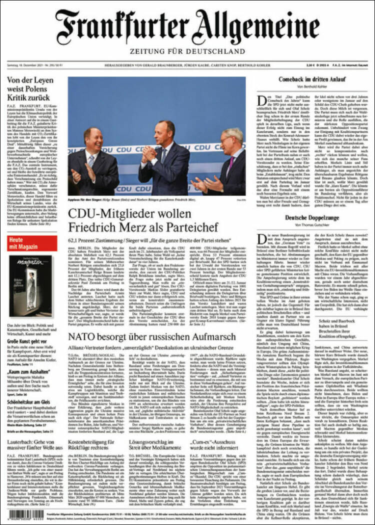 Portada de Frankfurter Allgemeine (Alemania)