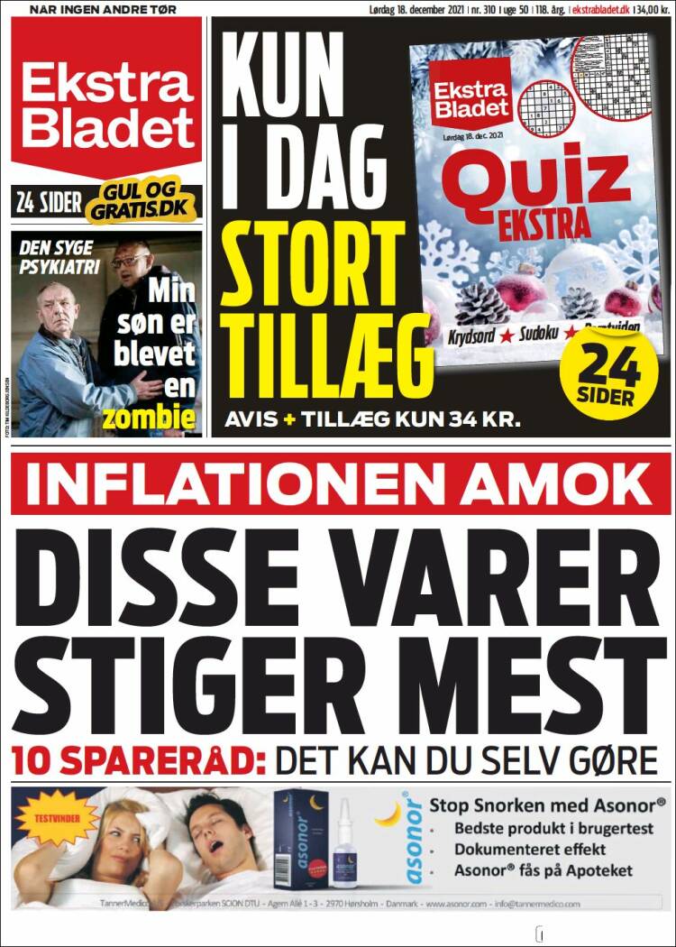 Portada de Ekstra Bladet (Dinamarca)