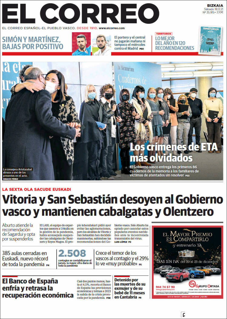 Portada de El Correo (Espa&ntilde;a)